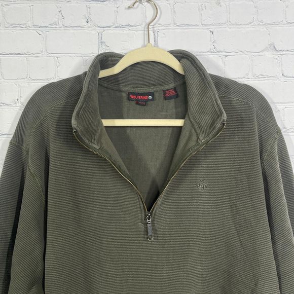 Wolverine Knit Sweater Adult Extra Lararge Green Textured 1/2 Zip Vintage - Picture 4 of 14